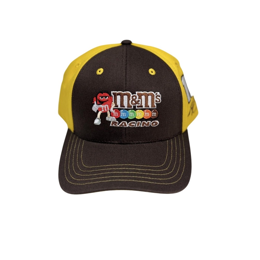 M&M's Racing NASCAR Hat Mens Brown Yellow Kyle Busch 18 Car Snapback Cap